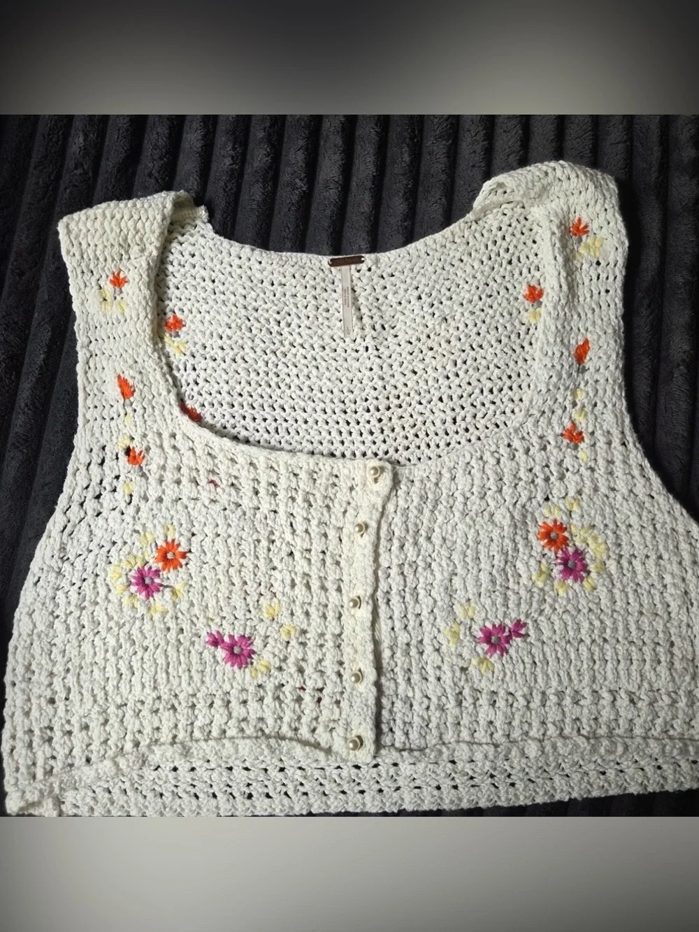 Free people whiled flower Crocheted Floral Embroidered Tank Top